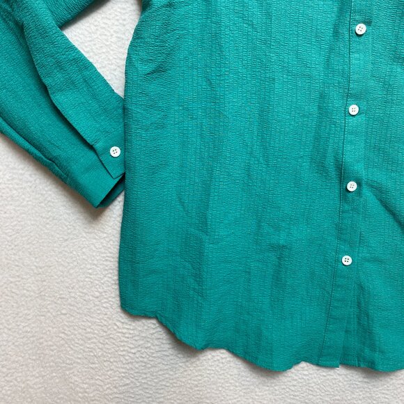 EKOUAER Blouse Womens L Teal Long Sleeve Button Front NWT - Picture 4 of 10